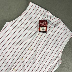 Rawlings Adult M Baseball Jersey Button Up Sleeveless Athletic Shirt White